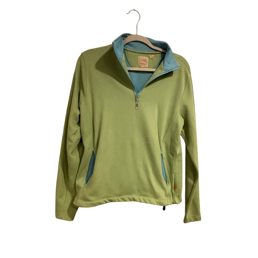 Ashworth Weather Systems Womens Lime Green Quarter Zip Fleece Pullover Size M